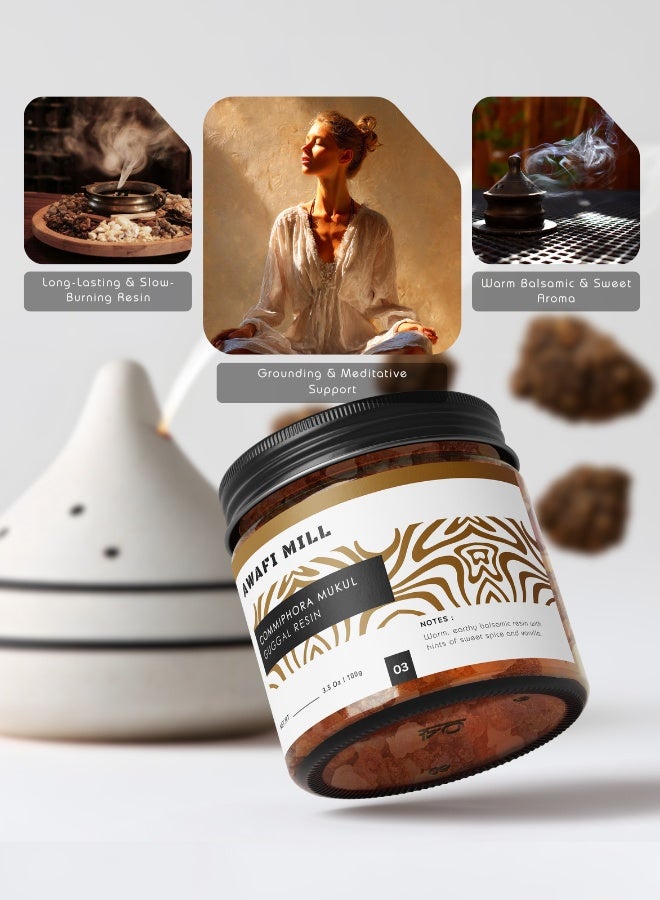 أباميك عوافي ميل جوجول (جوجال) بخور راتينج 100 جرام (3.5 أونصة) | راتنج كوميفورا موكول جوجال لشعلات الفحم والبخور - Image 2